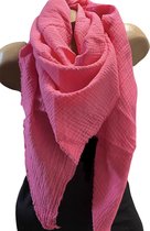 Sjaal driehoekig van katoen 240/115cm fuchsia roze