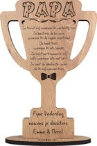 Beker papa -  houten wenskaart - Beste vader van de wereld - Vaderdag - kerstmis - Sinterklaas - verjaardag - gepersonaliseerd -17.5 x 25 cm