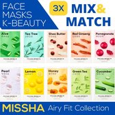 MISSHA Mix & Match Mask Pack: 3 x MISSHA Korean Face Mask - Verassing Set Korean Face Sheet Mask - Airy Fit Collection - Gezichtsverzorging - Koreaanse Huidverzorging