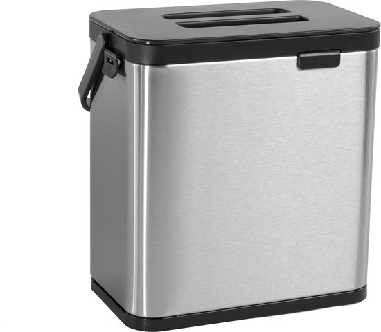 Tidies - Afvalbakje Aanrecht - Uitneembare Binnenemmer - RVS - Prullenbakje en Compostemmer - Inhoud 3 Liter