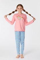 Woody pyjama meisjes/dames - roze - axolotl vis - 221-1-PLG-S/441 - maat 152