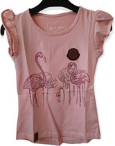 T-Shirt - Flamingo - Roze - Strassjes