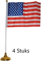 4x stuks Tafelvlaggetjes USA/Amerika, Themafeest,