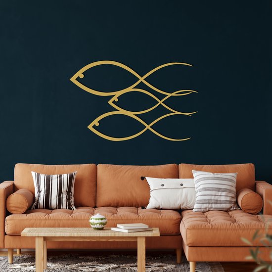 Déco Murale Poisson En Métal - Lot De 2 Sculptures Colorées (30x17,5cm) - Thème Océan, Accroche Facile - Pour Salon, Chambre, Jardin, Cuisine - 14