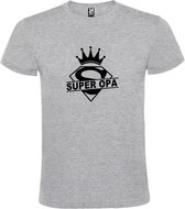 Grijs T shirt met print van "Super Opa " print Zwart size L