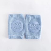 Kniebeschermers Voor Kruipmouwen - Baby Knee Pad - Baby Kniebeschermers - Unisex Katoen Met Rubberen Smiley - Peuter-Antislipbeschermer- 06-24 Maanden- Blauw