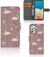 Hoesje met naam Geschikt voor Samsung Galaxy A73 5G Wallet Book Case Flamingo