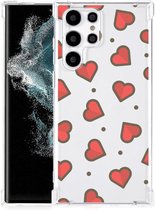 Hippe Hoesje Geschikt voor Samsung Galaxy S22 Ultra Smartphone hoesje met doorzichtige rand Hearts