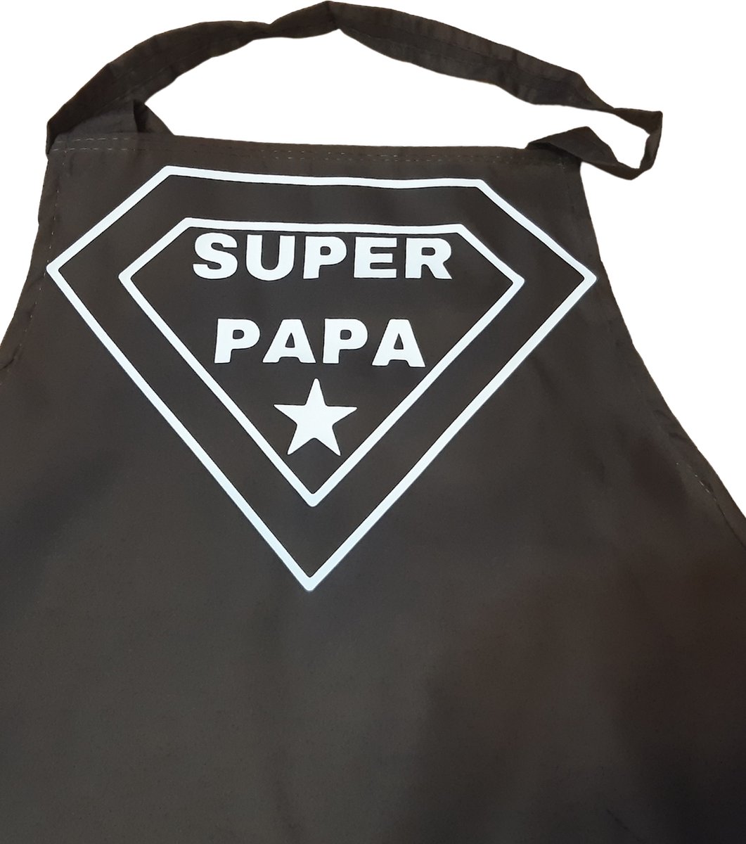 TWOA-Zwart cadeau keukenschort vader - schort Super Papa - Lengte circa 70 cm