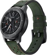 YONO Leer Air Bandje 22mm - Horlogebandje geschikt voor Samsung Galaxy Watch 46mm / 3 (45mm) / Gear s3 - Polar Vantage M2 / Grit X - Huawei Watch GT 3 (pro) / 2 - Amazfit GTR - Donkergroen