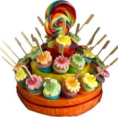Snoeptaart - Fleurige Kleuren - Kinderfeestje - Uitdeelcadeau - 30 traktaties - In cadeauverpakking met gekleurd krullint