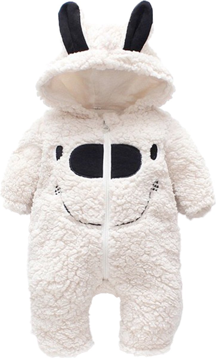 Budino® Baby Onesie - Baby Romper - Baby Pyjama - Baby Pakje - Baby Verkleedkleding - Carnavalskleding - Dier - Smile Beer - Wit - maat 86