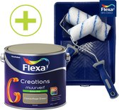 Flexa Creations - Muurverf - Extra Mat - Camouflage Green - Groen - 2.5 l + Flexa Muurverfset 5-delig
