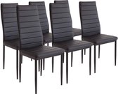 NaSK - Eetkamerstoelen, set van 6, zwart, Leer, eetkamer, stoelen, 6 stuks, kunstleer, Eetkamer, Dineerstoelen, Tafelstoelen, Stoelen voor huiskamer