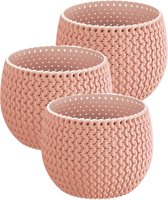 Set van 3x stuks plantenpotten/bloempotten kunststof dia 24 cm en hoogte 16 cm in het zalm roze voor binnen/buiten