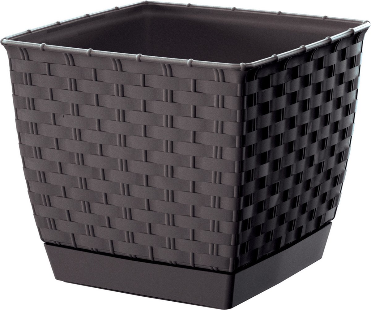 Prosperplast Plantenpot/bloempot - rotan kunststof - 22 x 19 cm cm - bruin