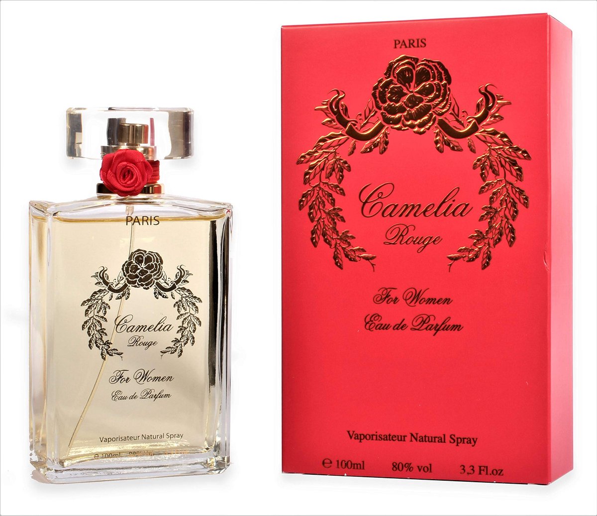Camelia Rouge Eau de Parfum 100 ml met met Musk, Amber. Een heerlijk populaire damesgeur.