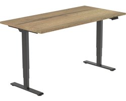 OrangeLabel zit/sta bureau Eco frame zwart maat 160x80cm. Voldoet aan de NEN EN 527. Inclusief Natuur Eik blad.