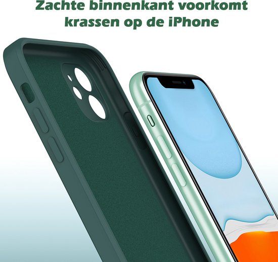 Groen telefoonhoesje, zachte binnenkant beschermt tegen krassen, met iPhone 12.