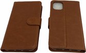 iPhone 12 / 12 Pro Bruin Stevige Portemonnee Wallet Case - Pasjeshouder - boek Telefoonhoesje Kunstleer - Book case - 2x Gratis Screen Protector