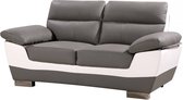 Bol.com Bank gereconstrueerd leer en pvc meubel bankstel "Dallas" - 169 x 88 x 90 cm - 2 zits - Grijs / Wit aanbieding