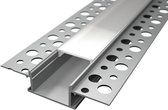Leddle - Aluminium Inbouw Profiel  - Inclusief Dekking Voor Profiel-Ideaal Voor Gips- Plafonds en Wanden Hoogwaardige- Kwaliteit Aluminium -200CM (2M)