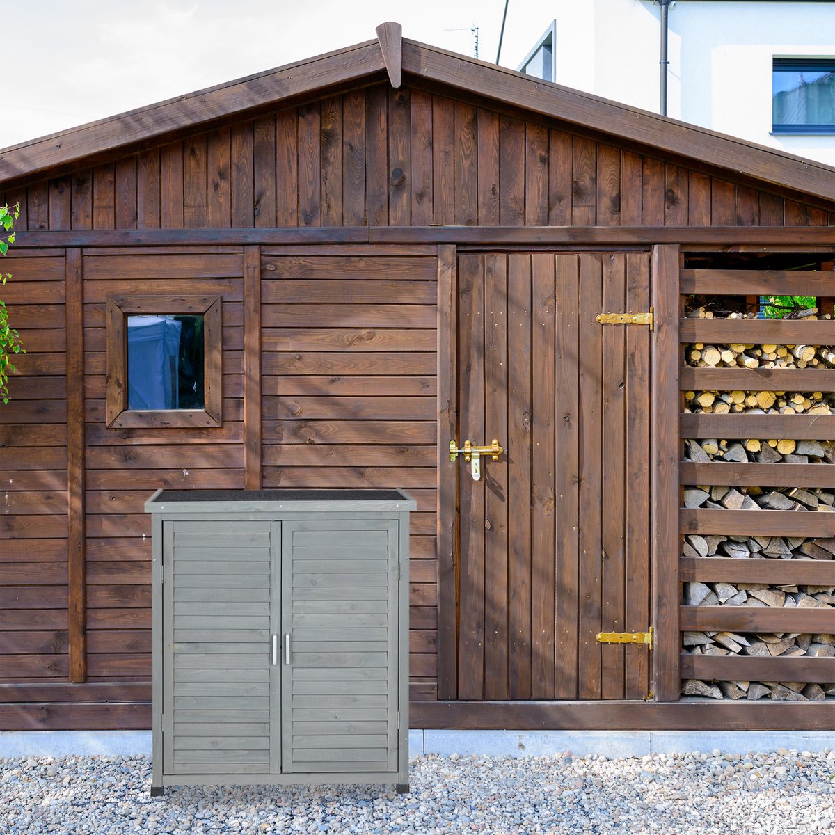 Relaxdays houten tuinkast buiten - balkonkast hout planken - terraskast -  opbergkast tuin | bol.com