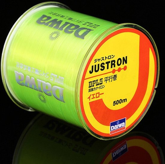 Fil de pêche Daiwa Justron Nylon 500m Jaune 0.45mm Fil Nylon Extra Fort 16.4kg - Fil de pêche pour eau douce et eau salée