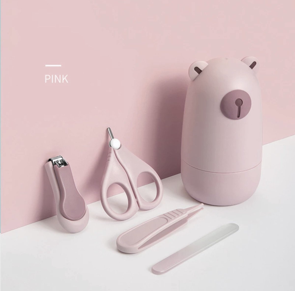 Goedkoopste Manicure set by Babycure | Babybear Pink | Nagelvijl - Nagelknipper - Nagelschaartje - Pincet