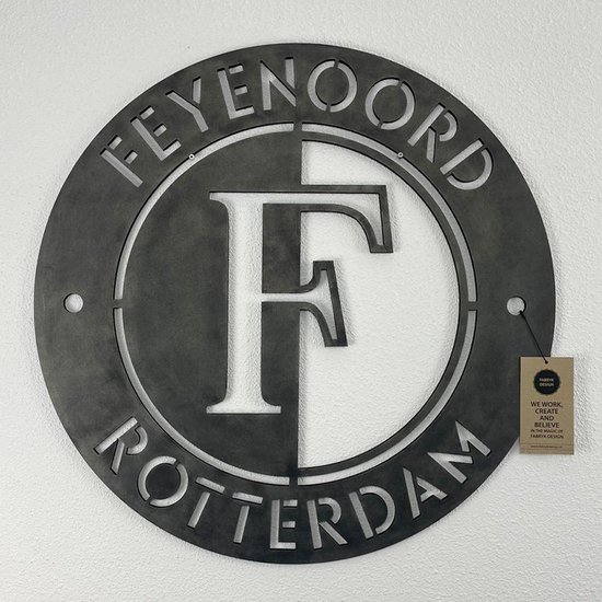 FootballDesign FEYENOORD. - 80 x 80 cm - Copper Metallic | Wanddecoratie Voetbal Feyenoord