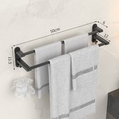 Badkamer Handdoekenrek 50cm 2 Laags Zwart RVS Handdoekrek