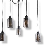 5-delige Plafondlamp - Gerookte glas lamp - Smoken lamp - Muurlamp - Industriële lamp - LED lamp - Vintage lamp - Hanglamp - gerookt glas - Zwart