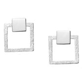 EAR IT UP - Boucles d'oreilles d'oreilles - Carré - Veste - Mat - Argent 925 - 16 x 14 mm - 1 paire