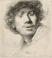 Textielframe - REMBRANDT VAN RIJN - zelfportret met baret - 1630 - 70 x 80cm