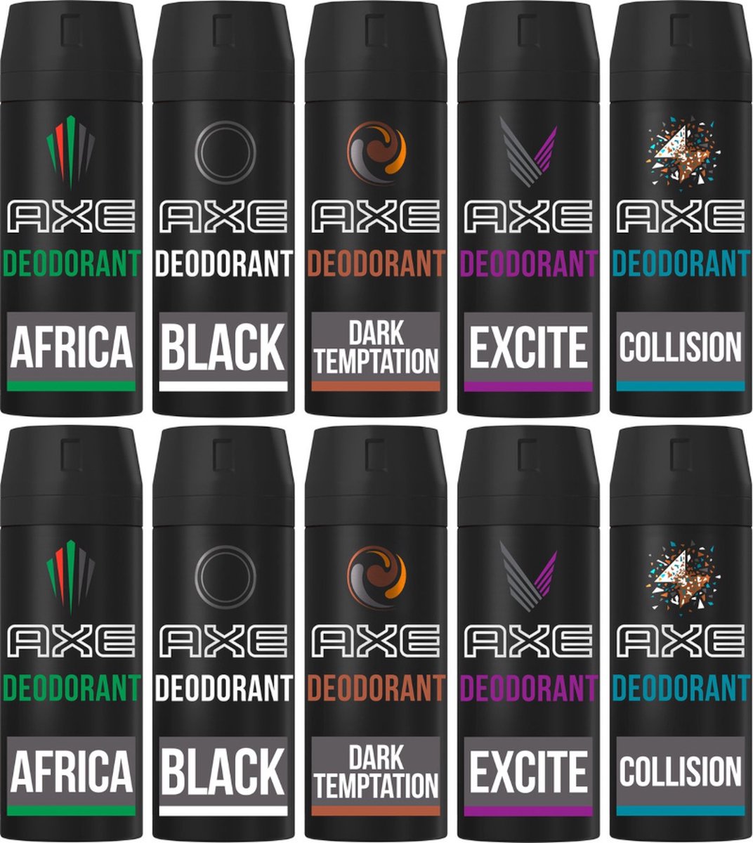Goedkoopste AXE Deo Spray MIX Bestsellers - 2 Africa / 2 Black / 2 Dark Temptation / 2 Excite / 2 Collision
