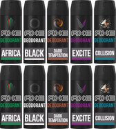 AXE Deo Spray MIX Bestsellers - 2 Africa / 2 Black / 2 Dark Temptation / 2 Excite / 2 Collision