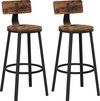 VASAGLE barkruk, set van 2, barstoelen, keukenstoelen met stevig metalen frame, zithoogte 73 cm, eenvoudige montage, industrieel design, vintage bruin-zwart