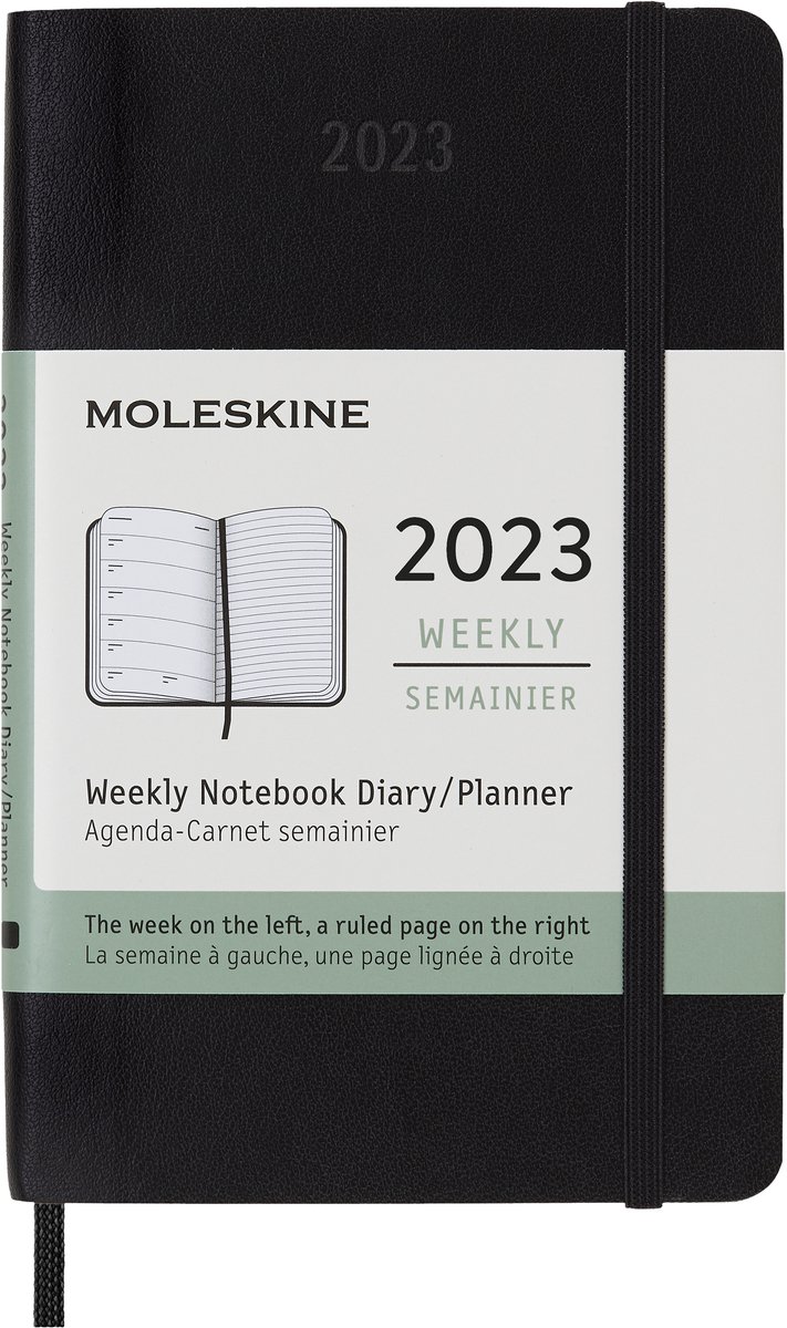 Moleskine 12 Maanden Agenda - 2023 - Wekelijks - Pocket - Zachte Kaft - Zwart