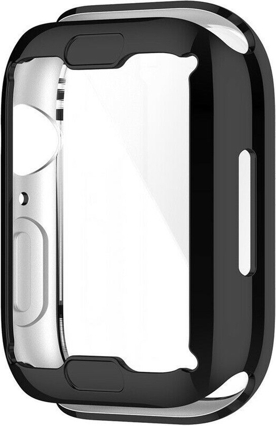Strap-it TPU hoesje voor bescherming - Geschikt voor Apple Watch 45mm - Hoesje geschikt voor Apple Watch Series 7 / 8 / 9 Case - Zwart - iWatch cover voor maat 45mm
