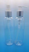 10 x 200ML CLEAR PLASTIC BOTTLE WITH SILVER PUMP