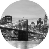 Sanders & Sanders zelfklevende behangcirkel Brooklyn Bridge New york zwart wit - 601132 - Ø 140 cm