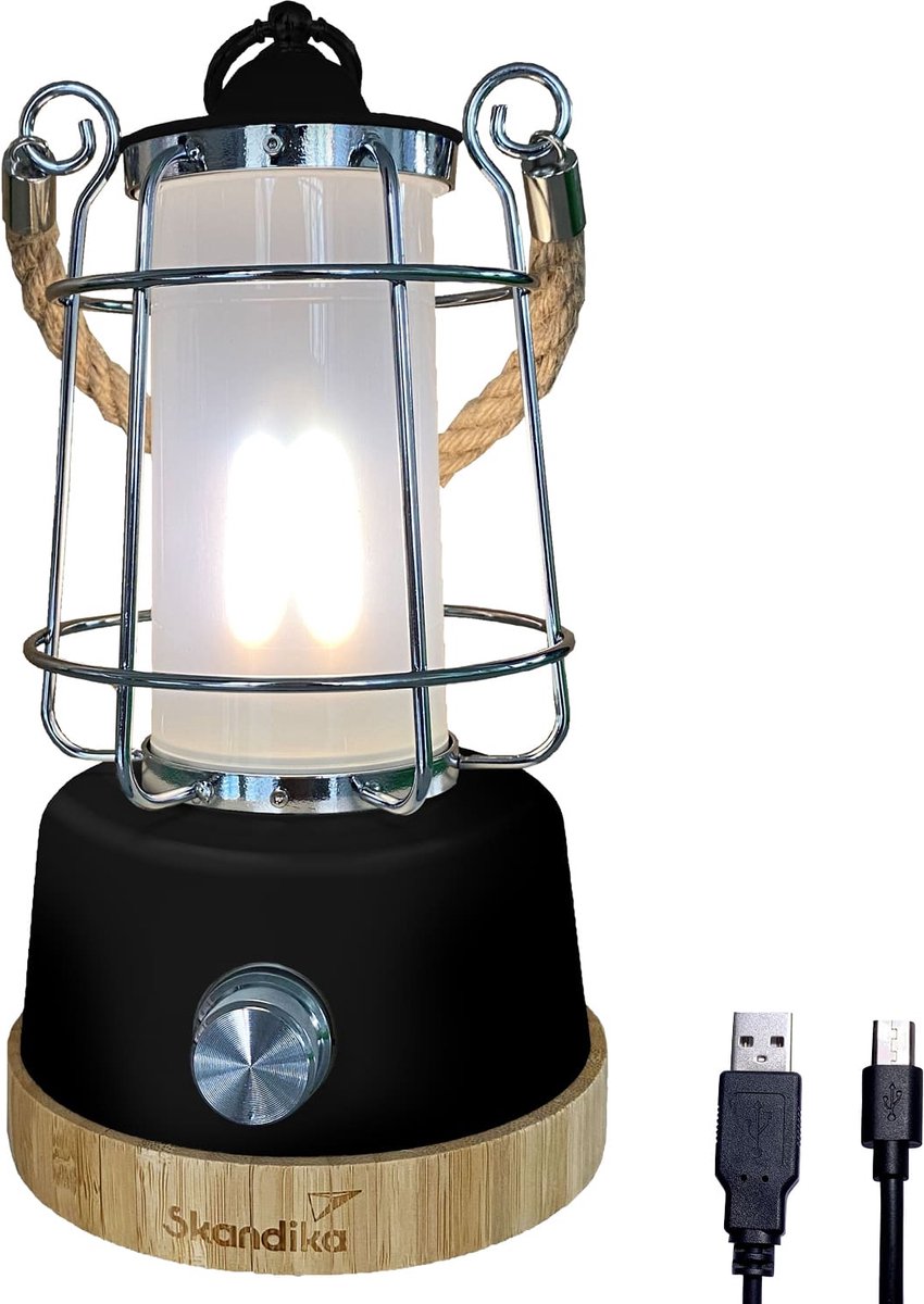 Skandika Forsol LED Campinglamp Retro - Oplaadbaar, Dimbaar, 4400mAh, Lantaarn Voor Camping, Tuin En Wandelen