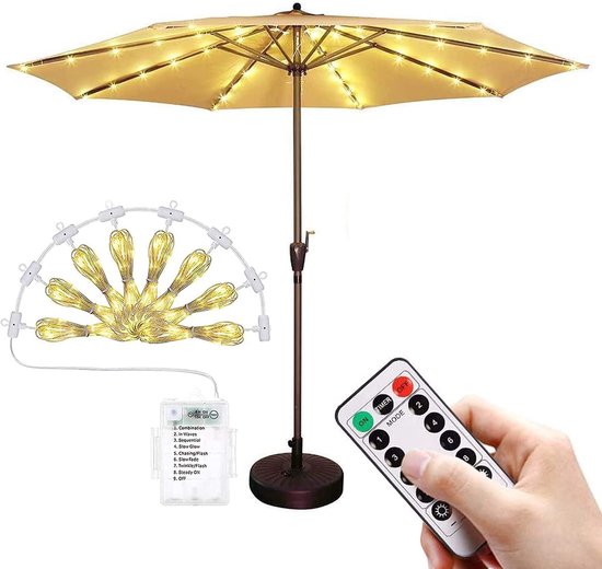 Spurleh 104 LEDs Parasol Lights with Remote Control, 8 Modes Battery