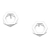 EAR IT UP - Oorbellen - Hexagon - Dubbel - Push back oorknopjes - 925 sterling zilver - 11 x 11 mm - 1 paar