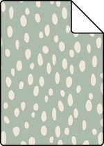 Proefstaal ESTAhome behang stippen mintgroen en wit - 139256 - 26,5 x 21 cm