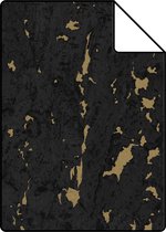 Proefstaal ESTAhome behangpapier kurk zwart en goud - 139337 - 26,5 x 21 cm