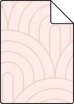 Proefstaal ESTAhome behang art deco bogen zacht roze en roségoud - 139217 - 26,5 x 21 cm