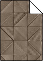 Proefstaal ESTAhome behangpapier grafisch 3D motief bruin - 139327 - 26,5 x 21 cm