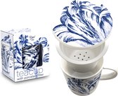 Luxe - Theebeker - Theebeker met filter - Theebeker bloem - 300 ml - Alles-in-1 theemok - Mok met theefilter - Theeglas - XL mok - Drinkbeker - Theemok - Kerstcadeau - Kerstpakket