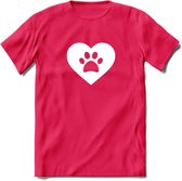 Cat Love Paw - Katten T-Shirt Kleding Cadeau | Dames - Heren - Unisex | Kat / Dieren shirt | Grappig Verjaardag kado | Tshirt Met Print | - Roze - S